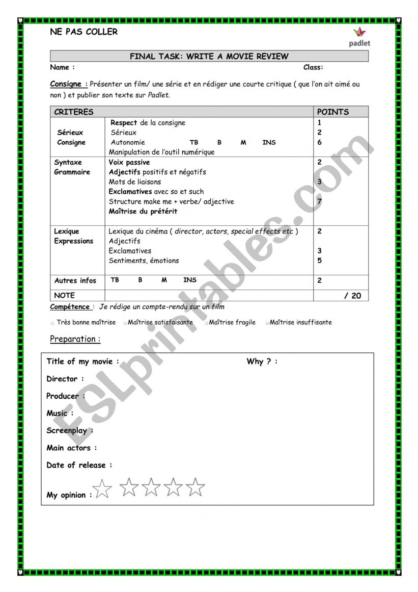 test  worksheet