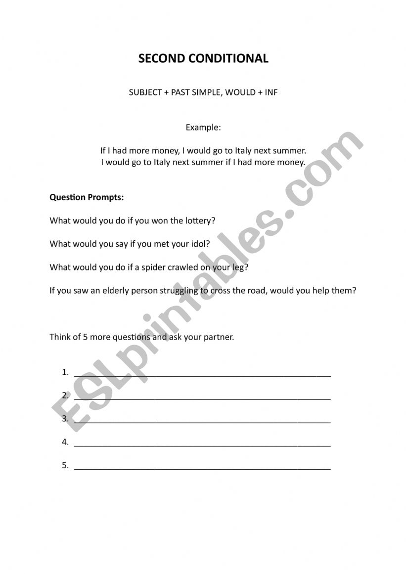 Second conditional worksheet