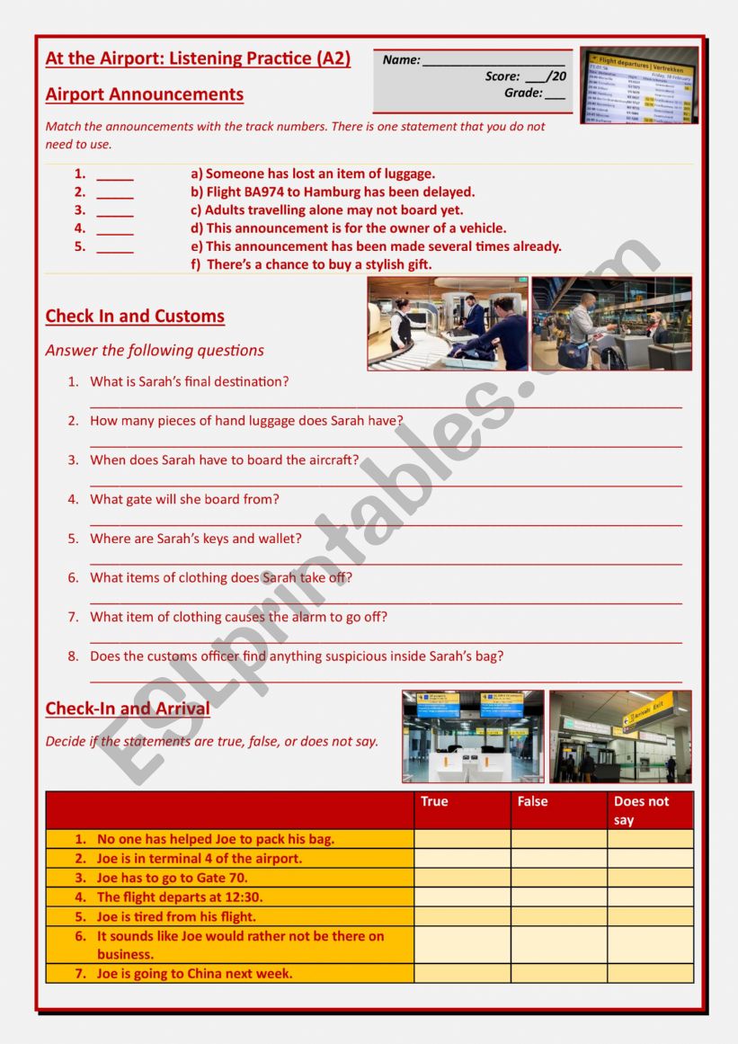 At the Airport: Listening Practice (A2)