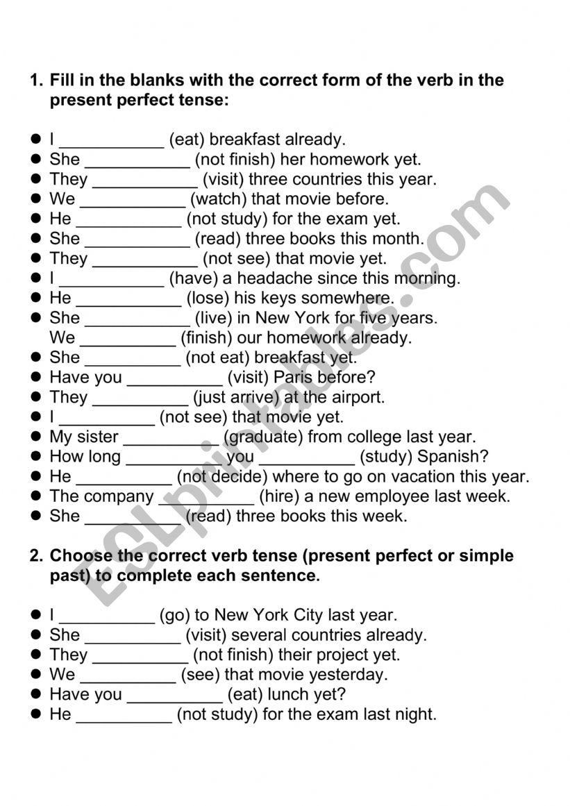 The present perfect and The simple past tense