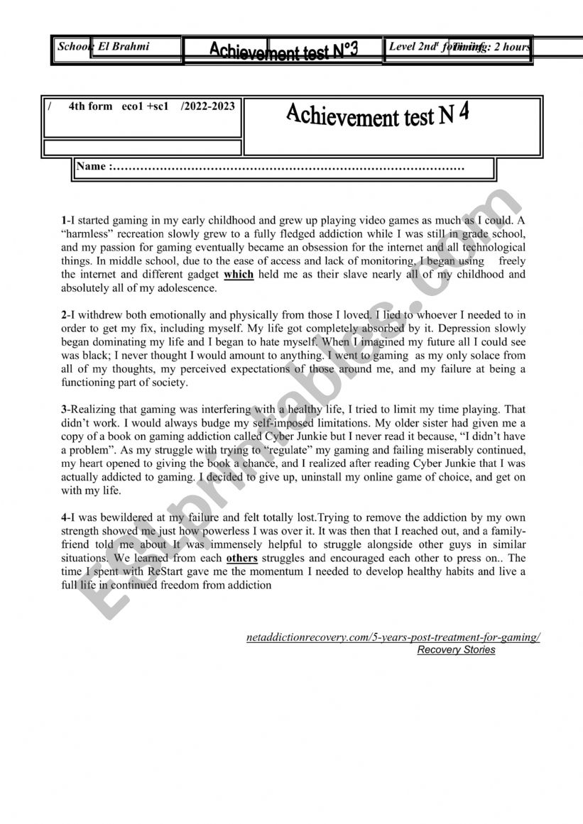 end term  test n 2  worksheet