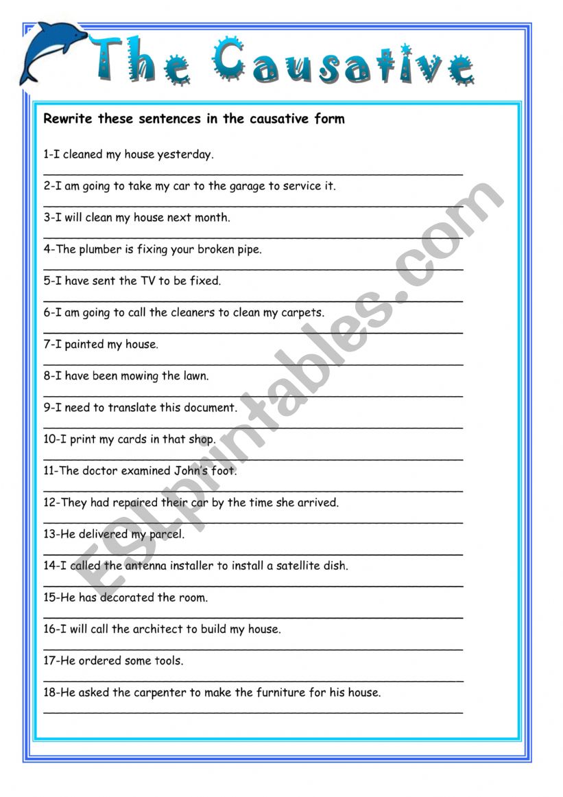 The causative worksheet