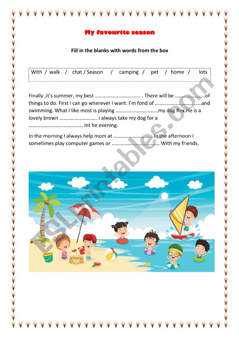 My favourite season worksheet