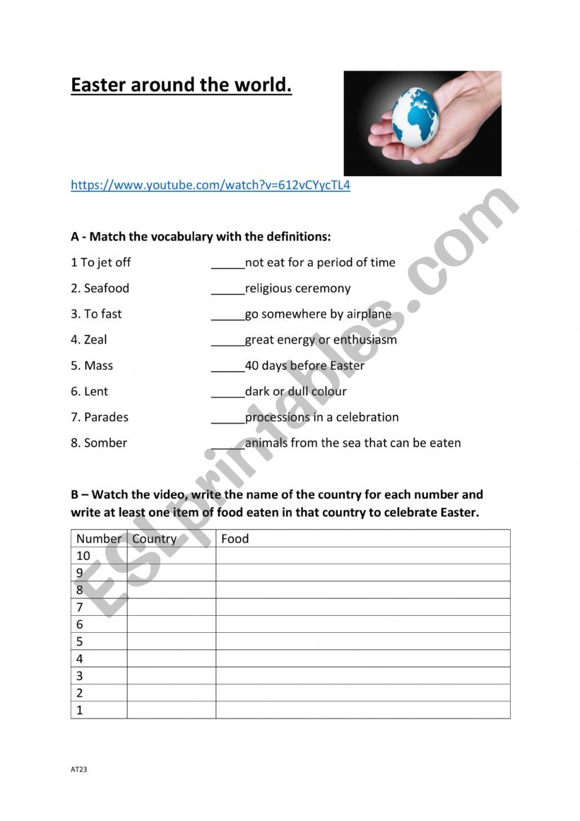 Easter around the world worksheet