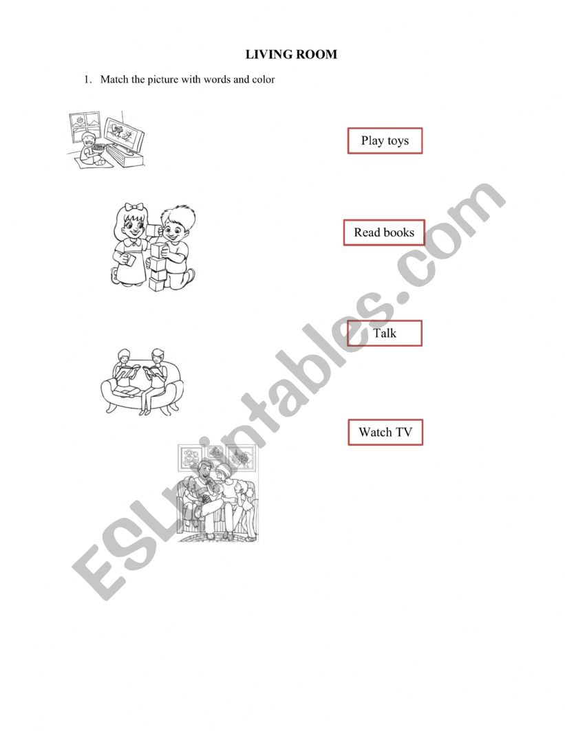 Living room presentation  worksheet