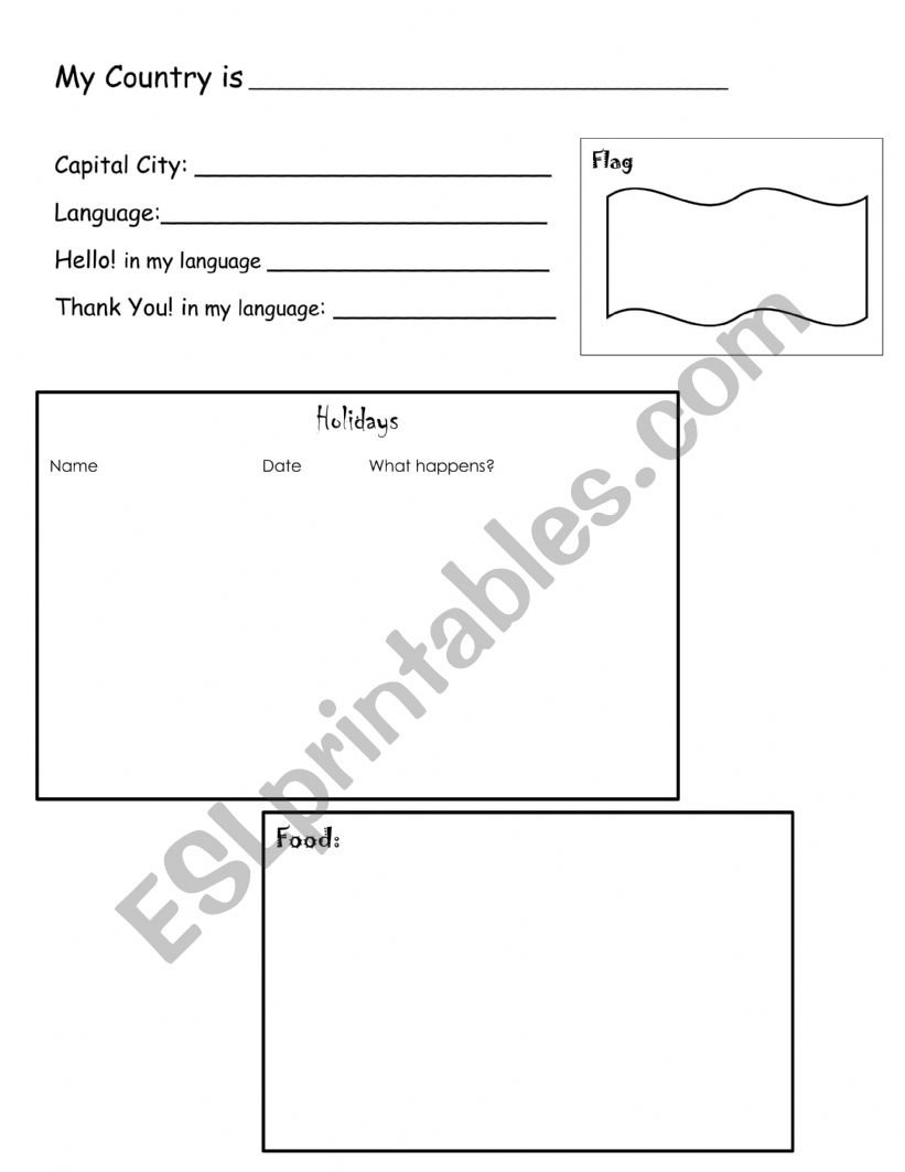 My Country worksheet