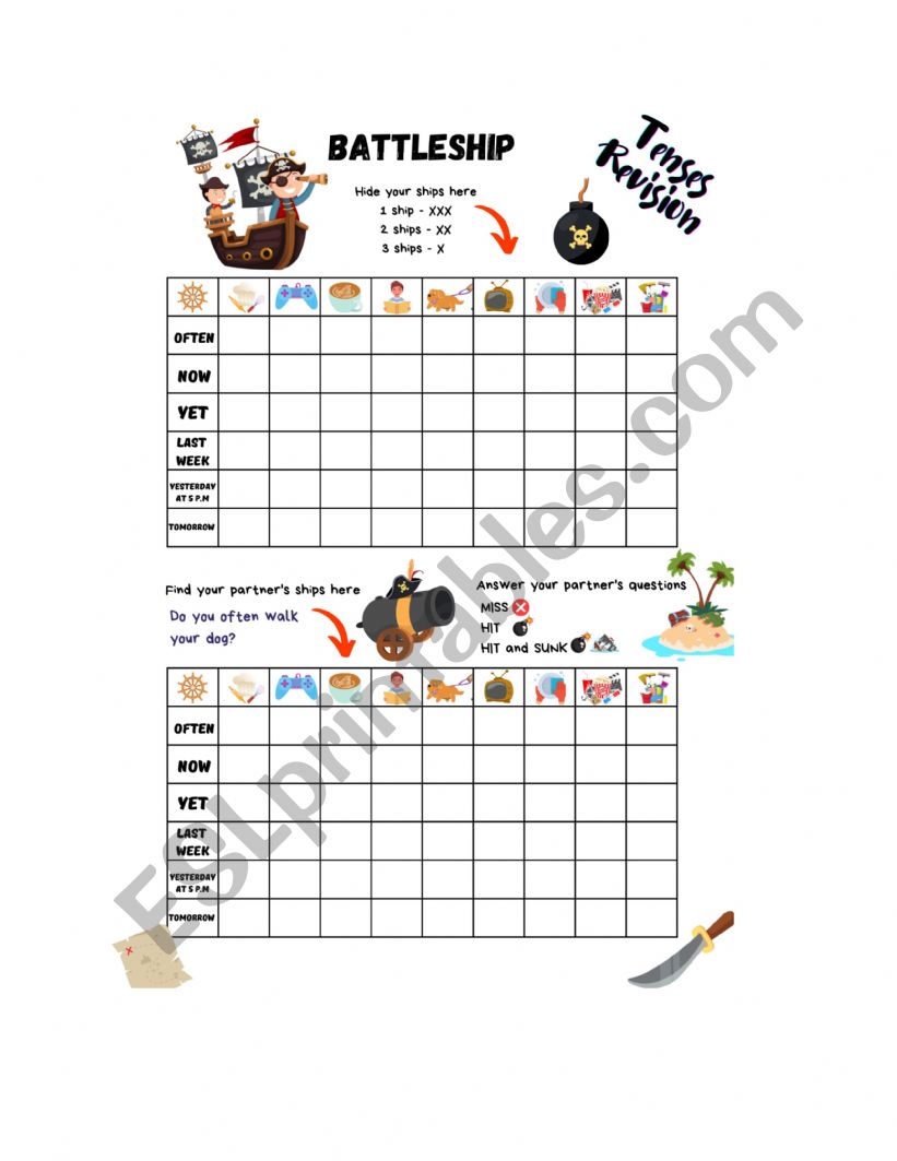 Battleship worksheet