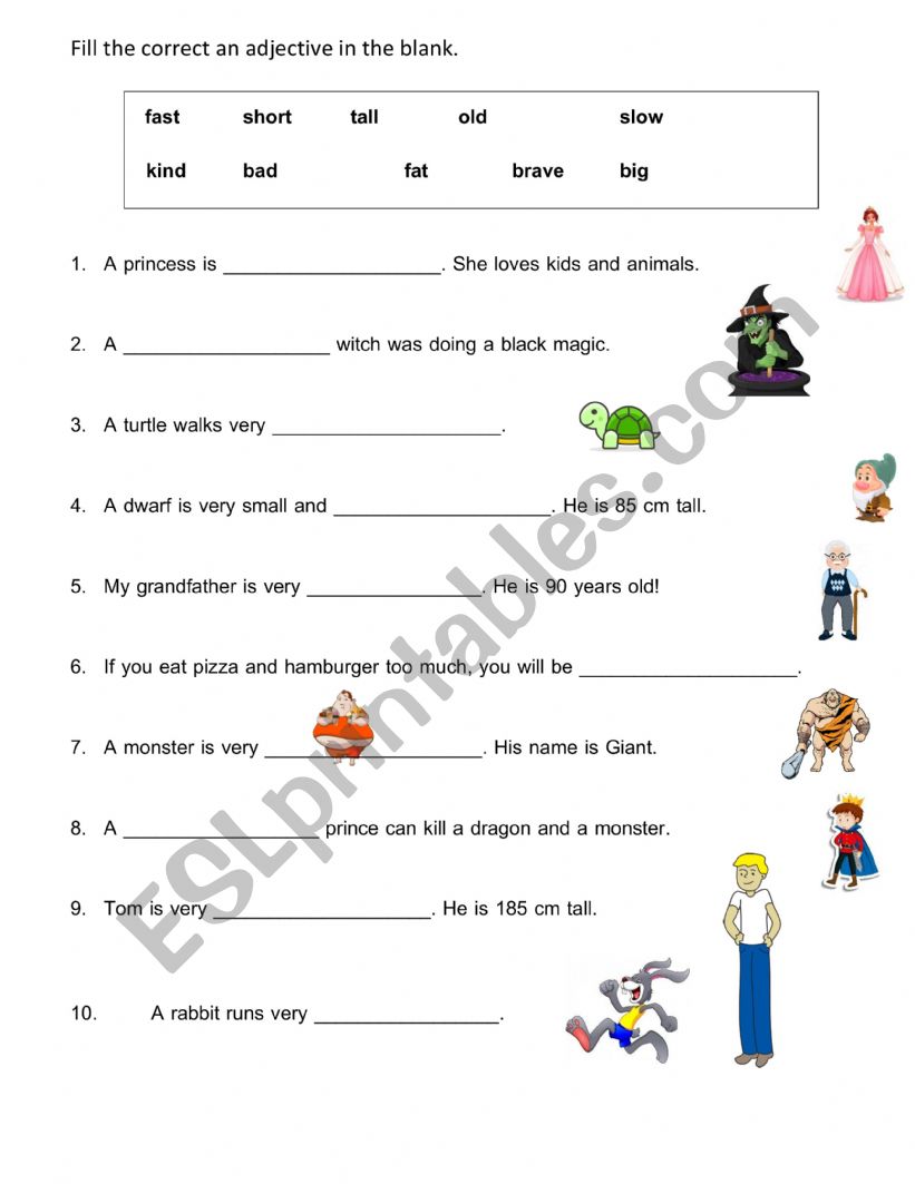 Adjective worksheet