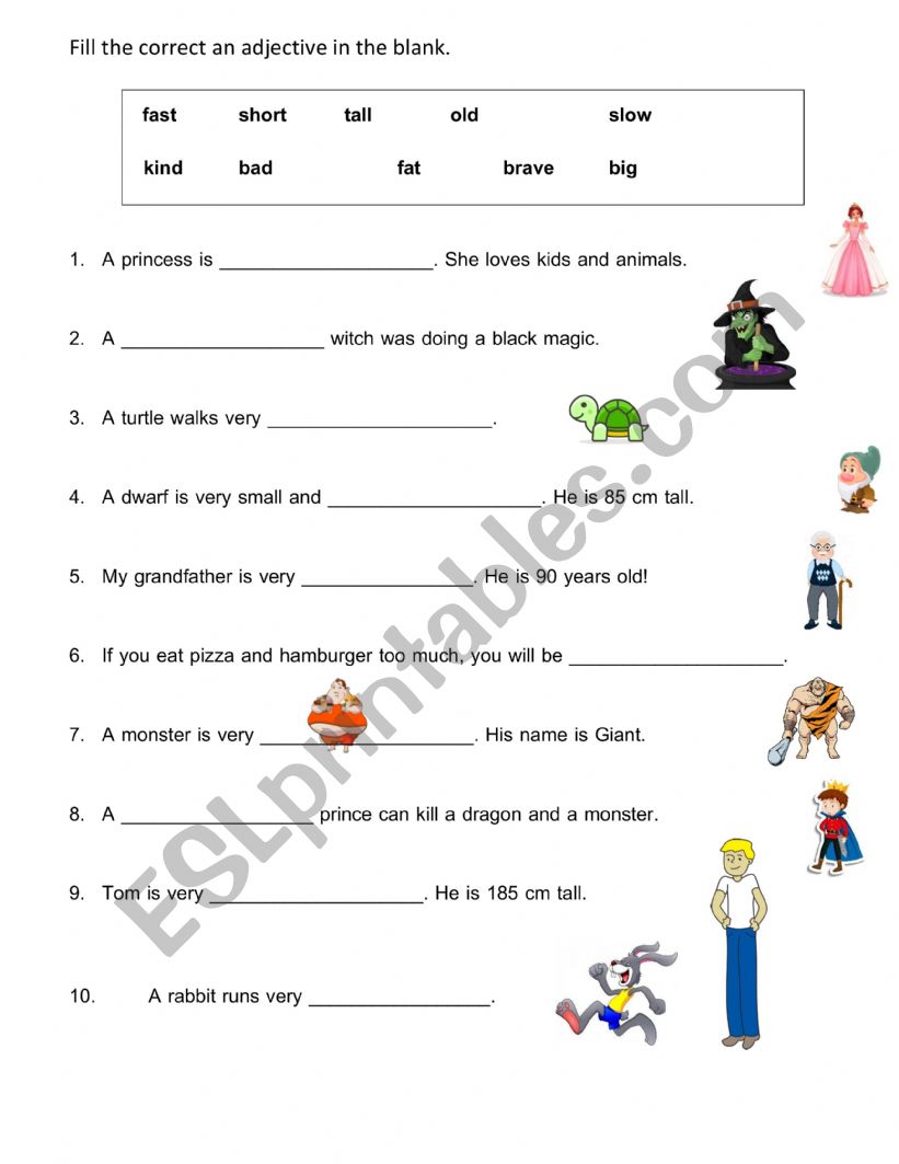 Adjective worksheet