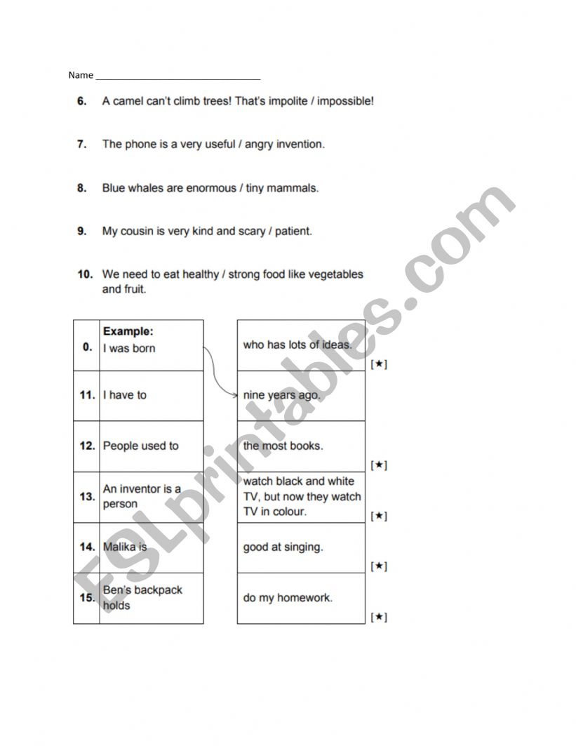 3rd Grade ESL Exam worksheet