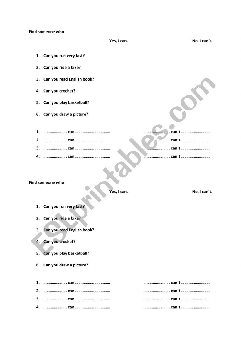 Find someone who worksheet