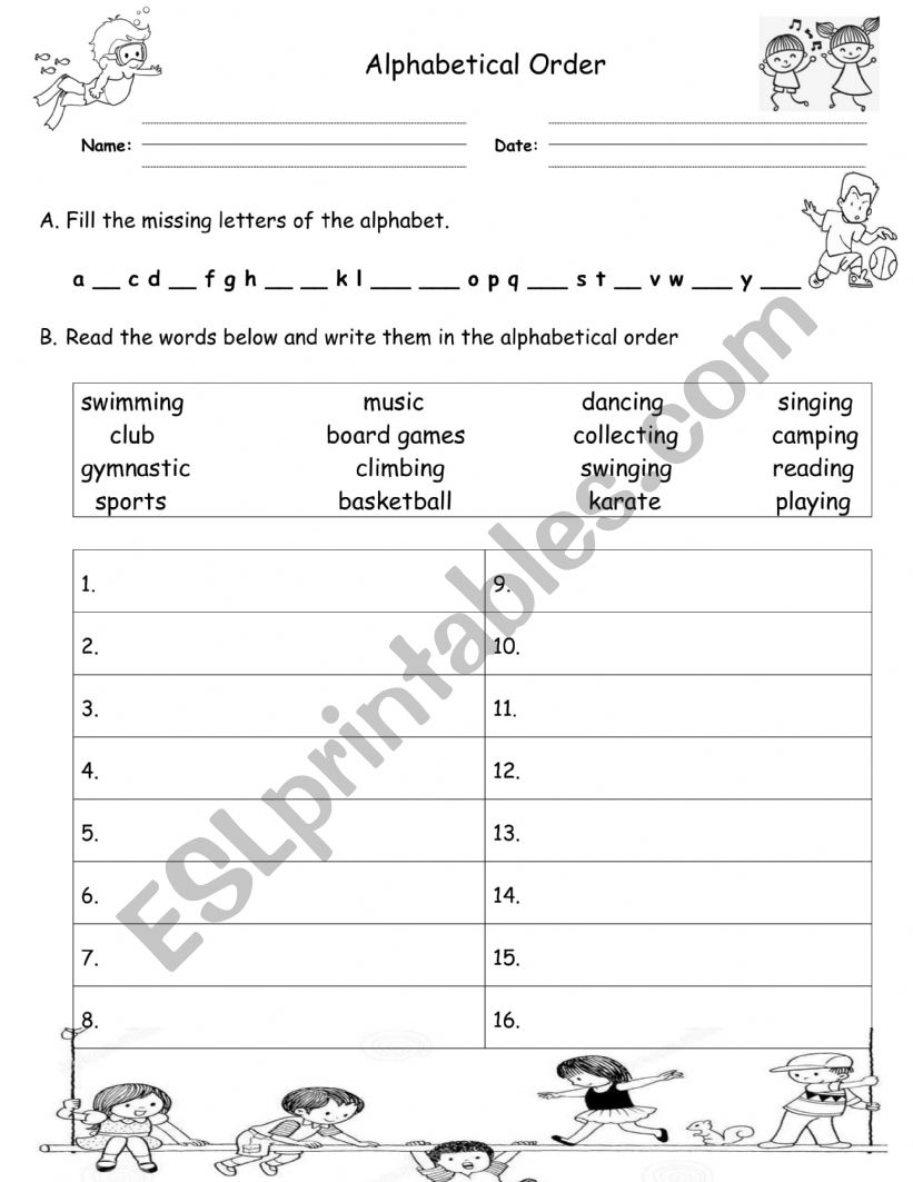 English_Alphabetical Order worksheet