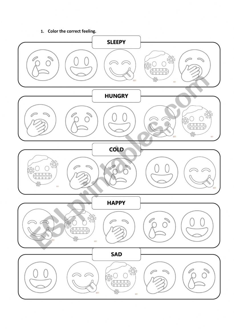 Color the feeling worksheet