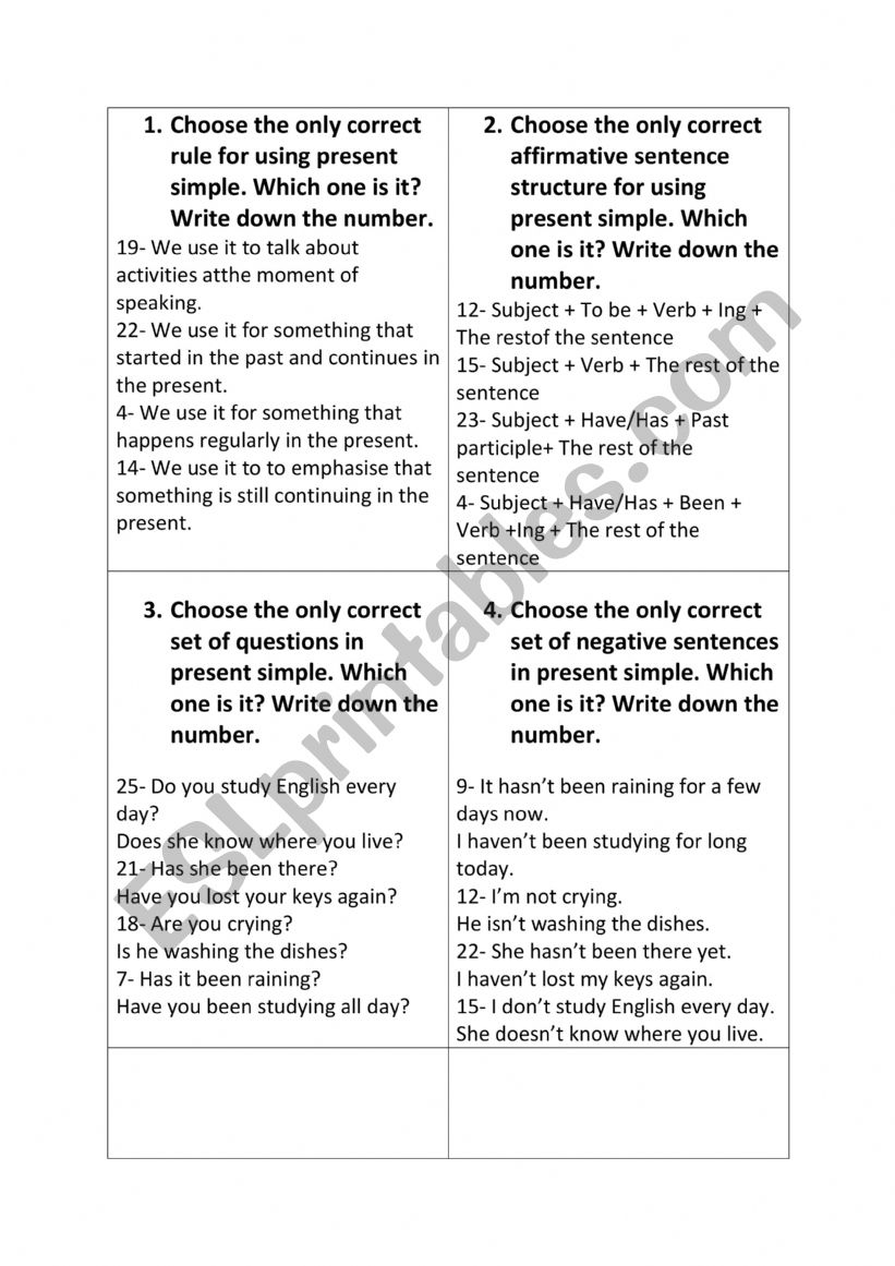Escape game worksheet