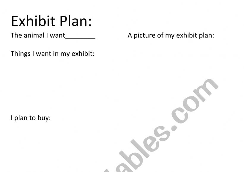 Zoo Exhibit plan worksheet