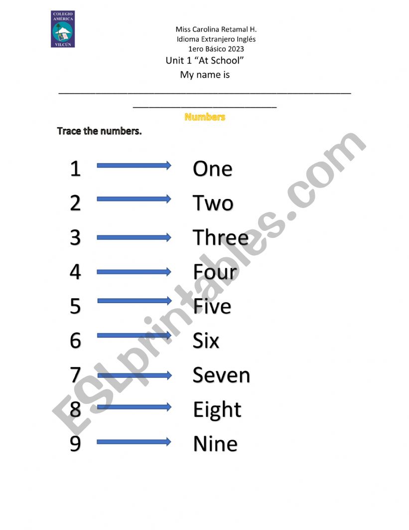 Numbers for kids worksheet