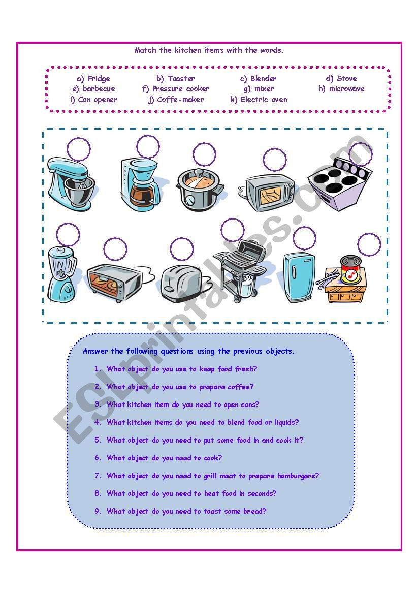 Kitchen items (14.09.08) worksheet