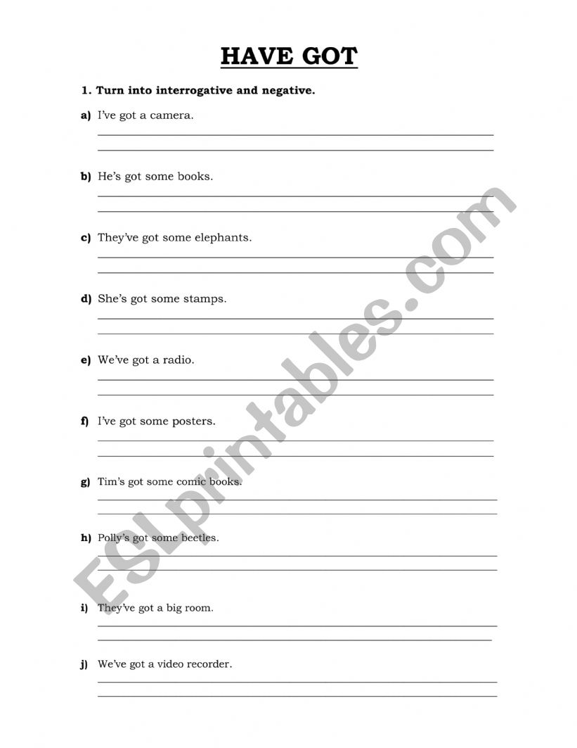 Grammar worksheet