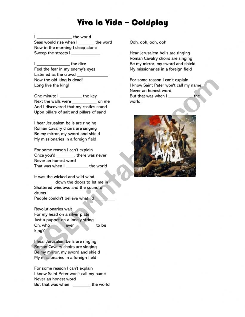 Viva la vida - Song worksheet