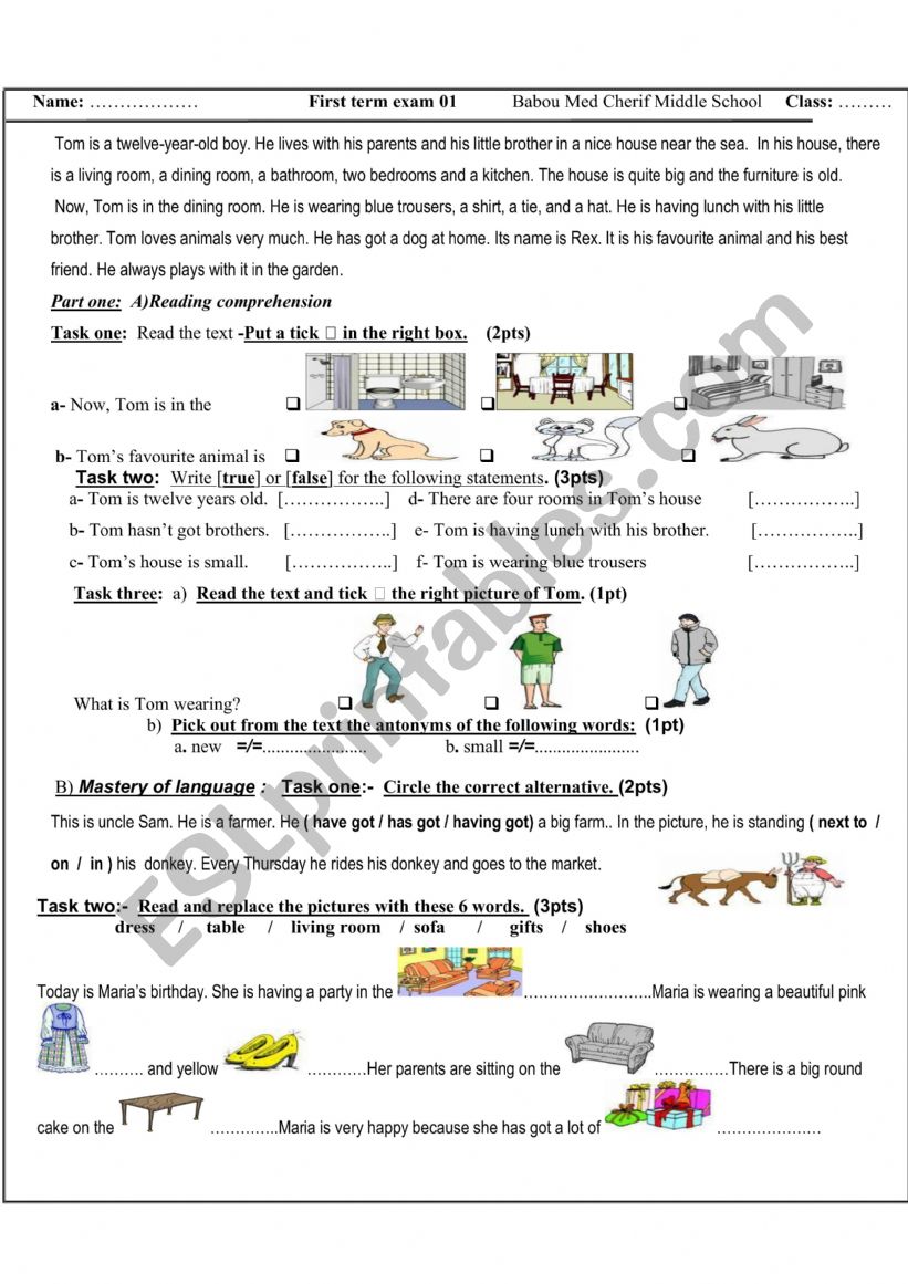 tom�s house worksheet