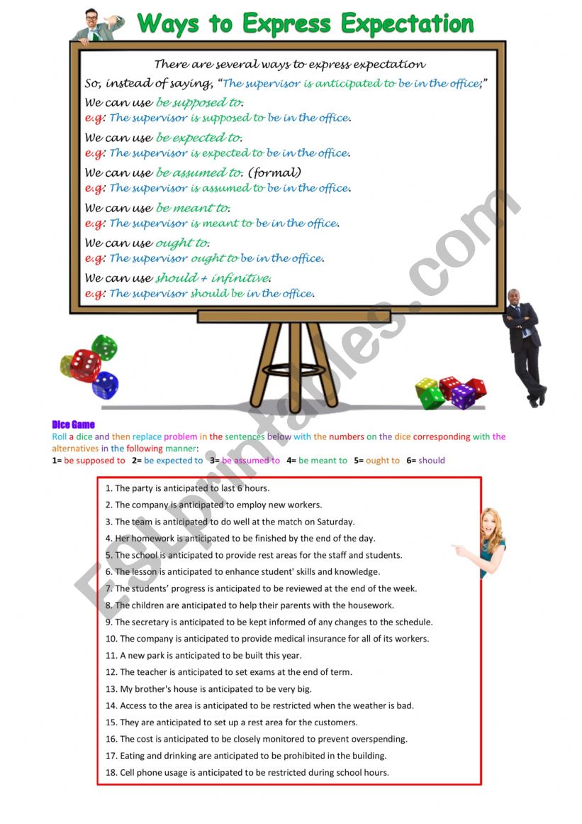 Ways to Express Expectation  worksheet