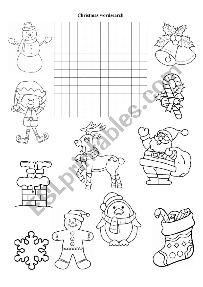 Christmas wordsearch worksheet