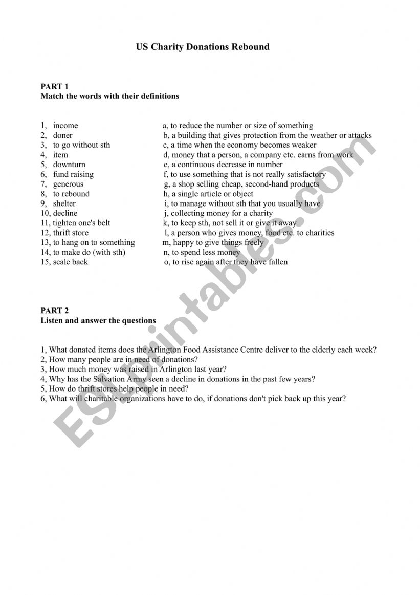 Charity worksheet