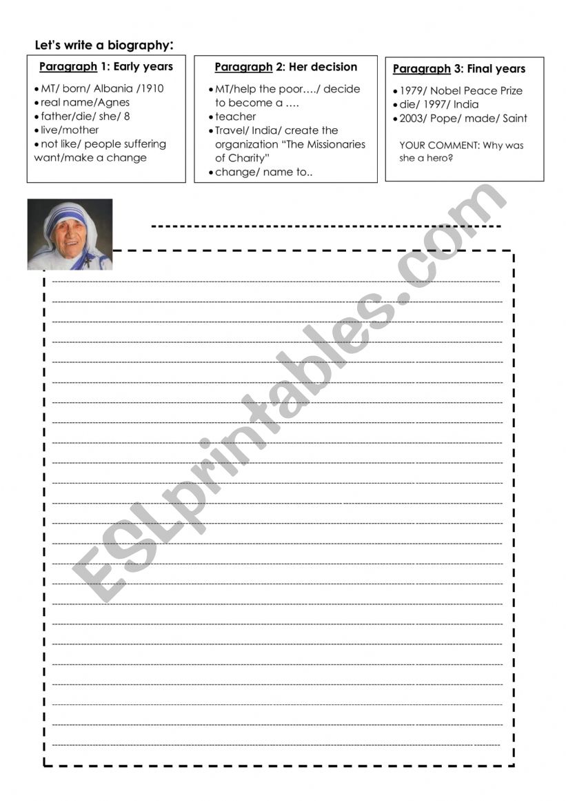 Write Mother Theresa�s Biography