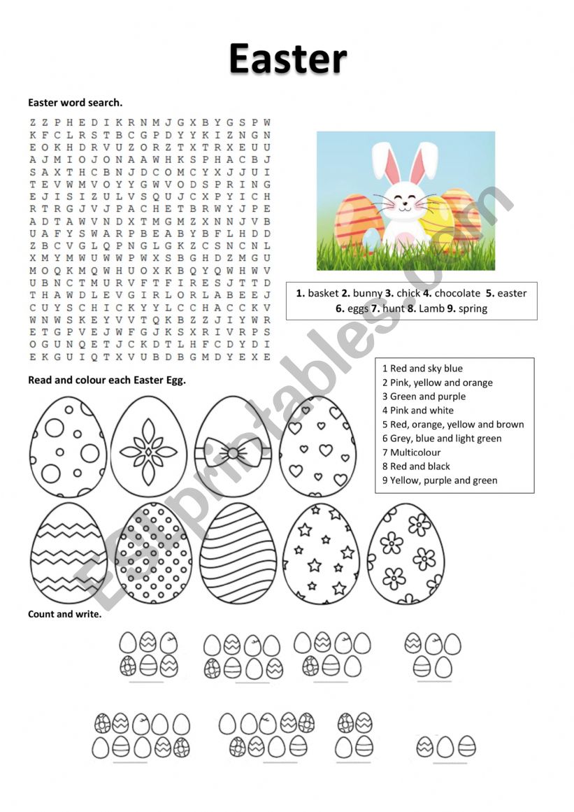 Easter activities worksheet