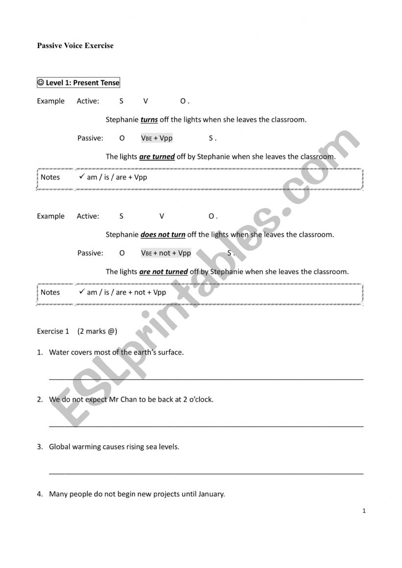 Passive Voice worksheet