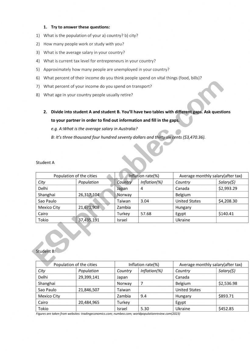 Numbers worksheet