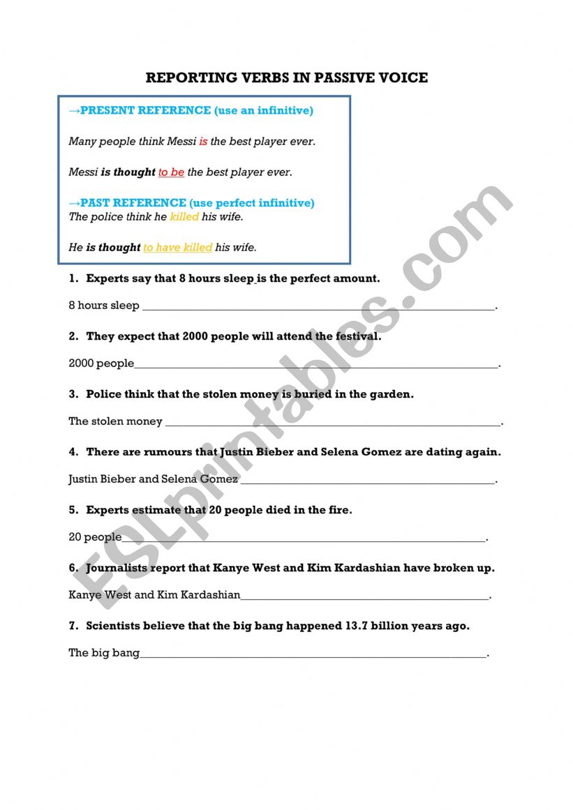 Reporting verbs in passive voice