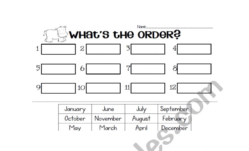Months of the year worksheet