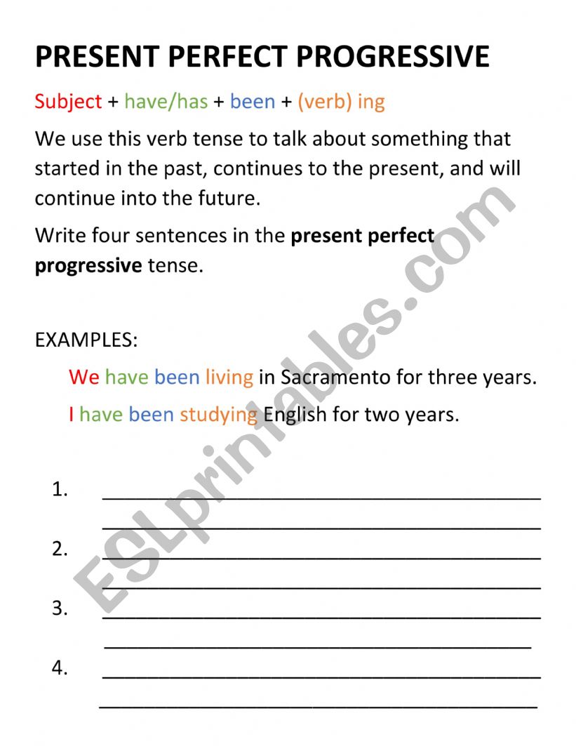 Present Perfect Progressive Verb Tense