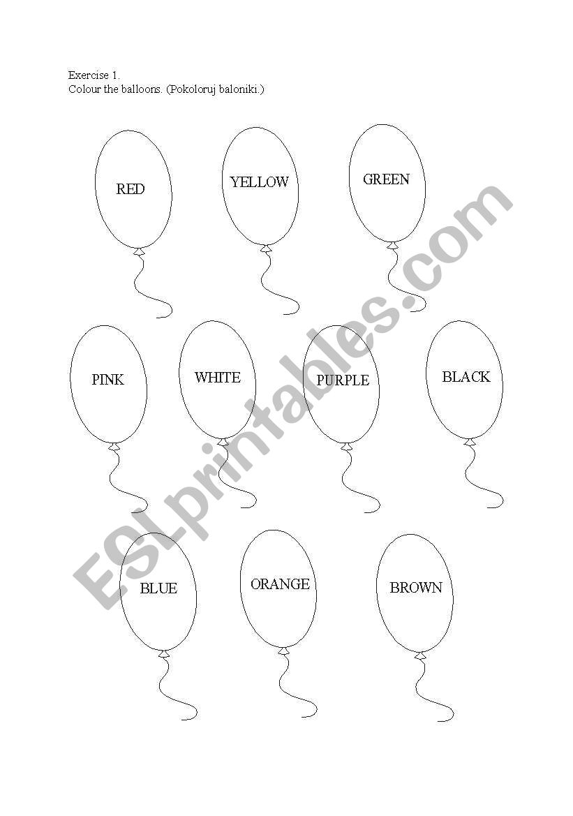 colour the ballons worksheet