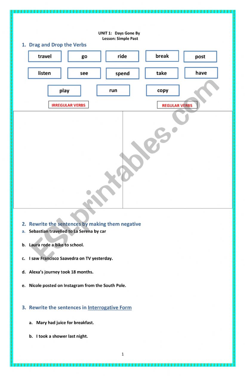 Simple Past worksheet