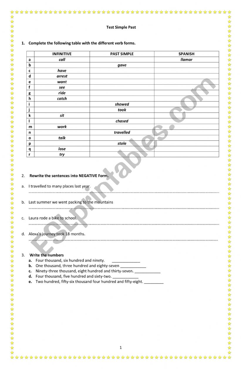 Simple Past worksheet