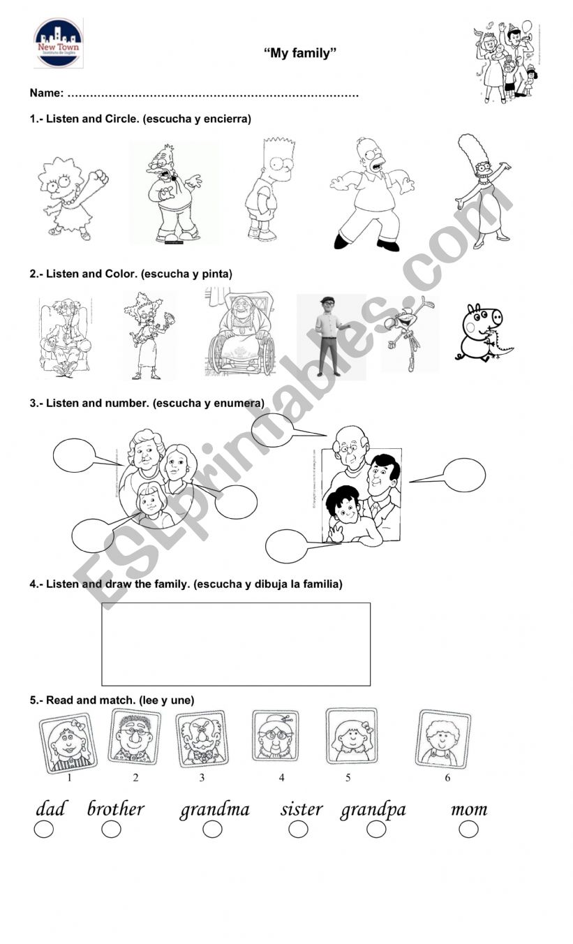 Family members worksheet