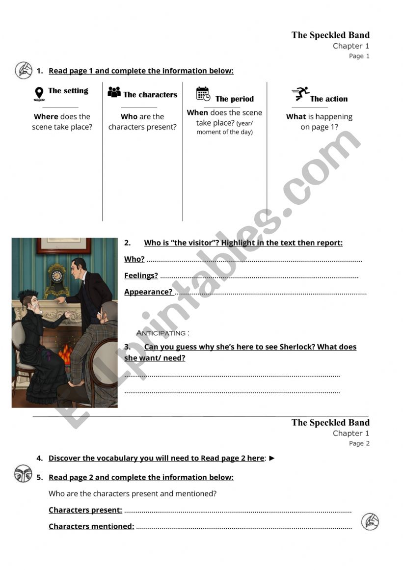 The Speckled Band - Chapter 1 worksheet