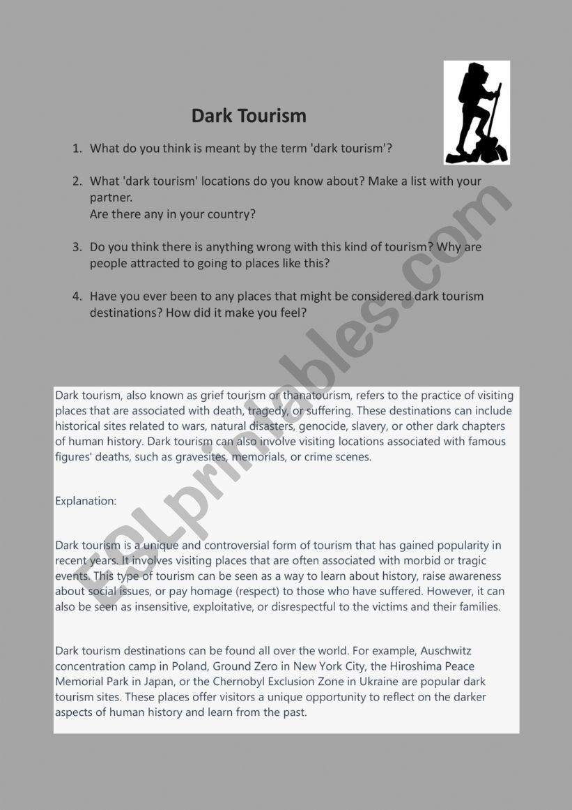 dark tourism (b2-c2) worksheet