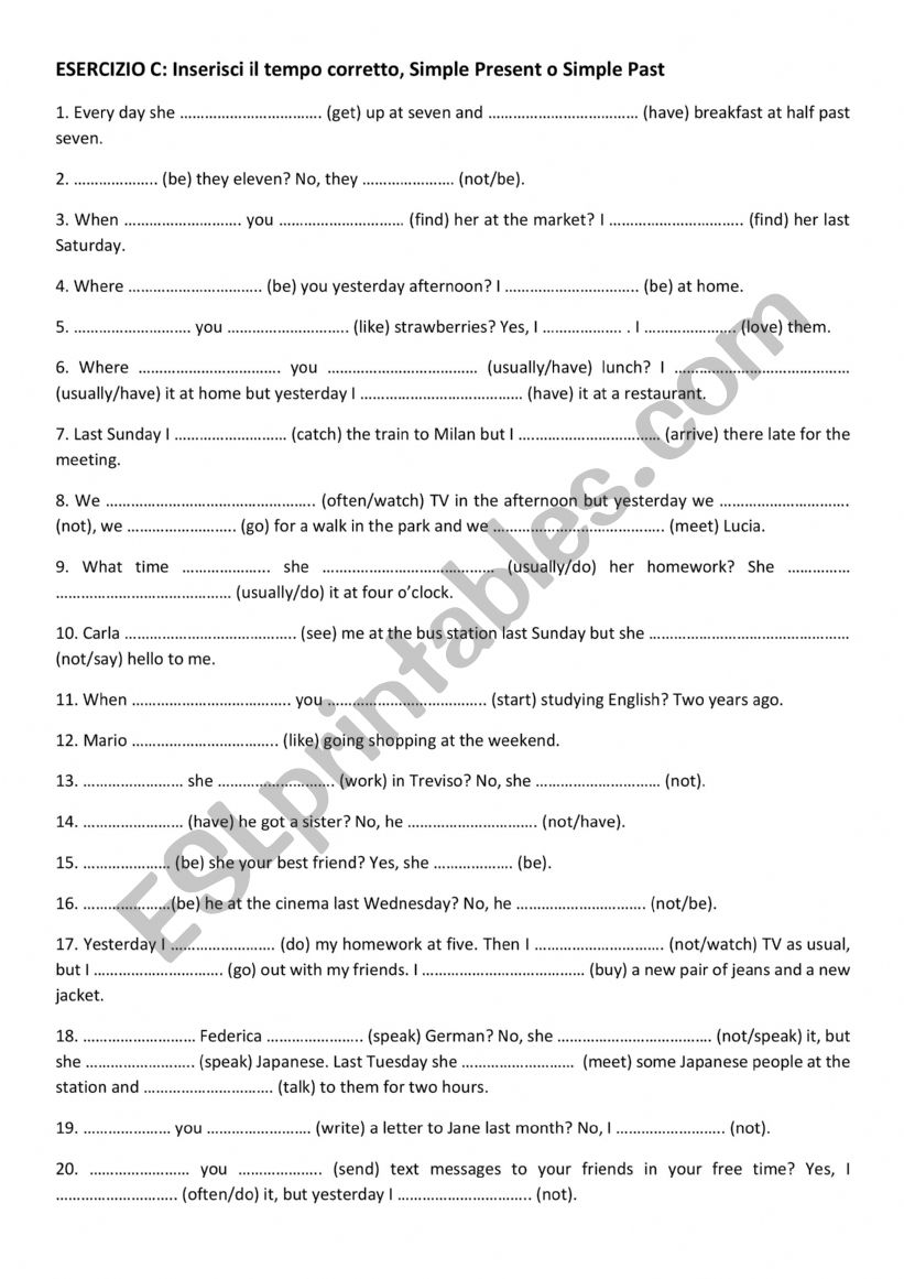 Choose the correct tense: Simple Present / Simple Past