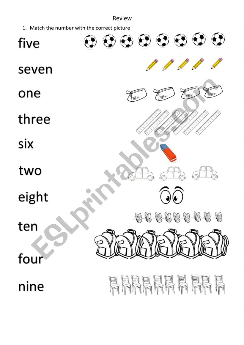 numbers and parts of the body worksheet