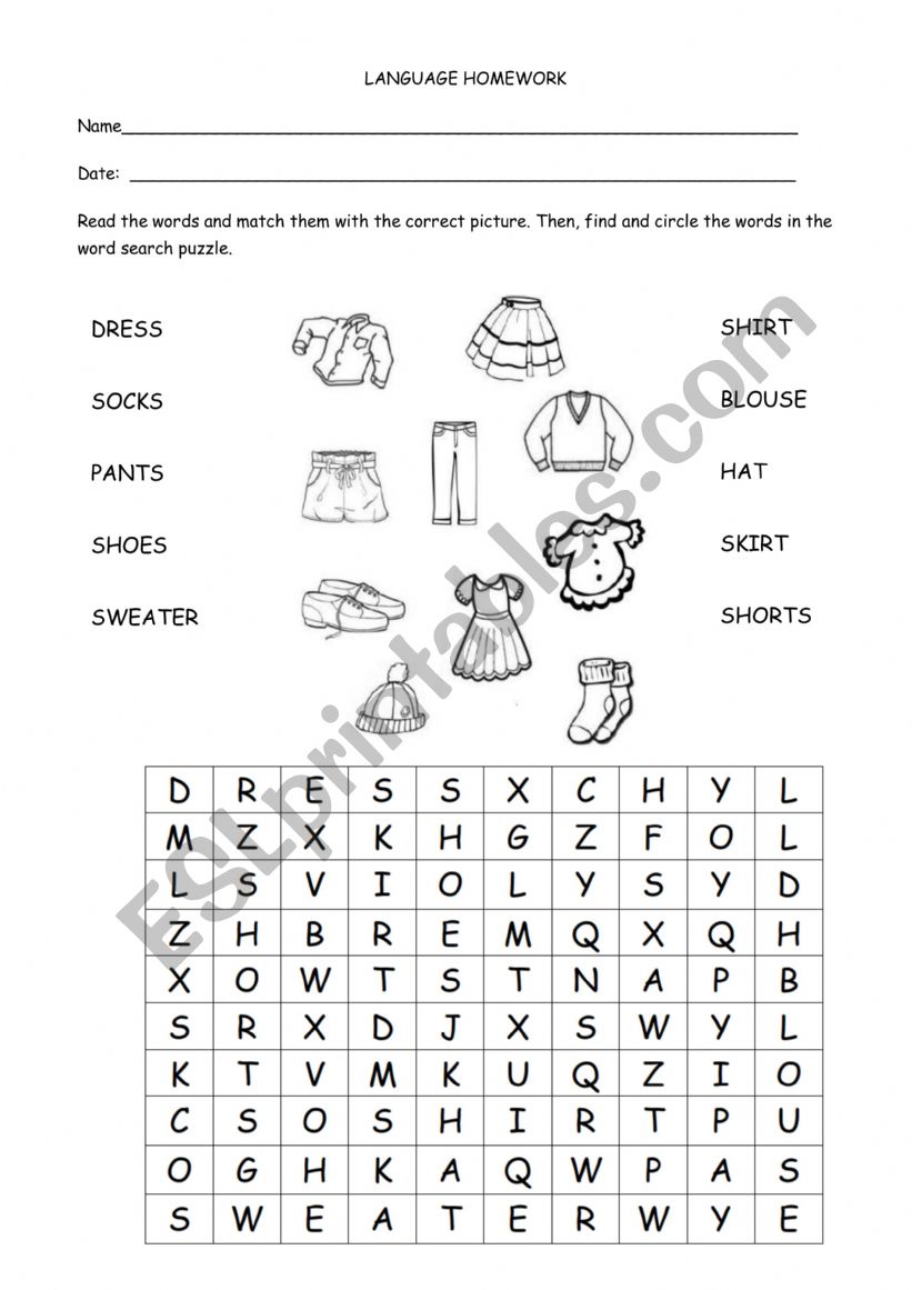 Clothes  worksheet