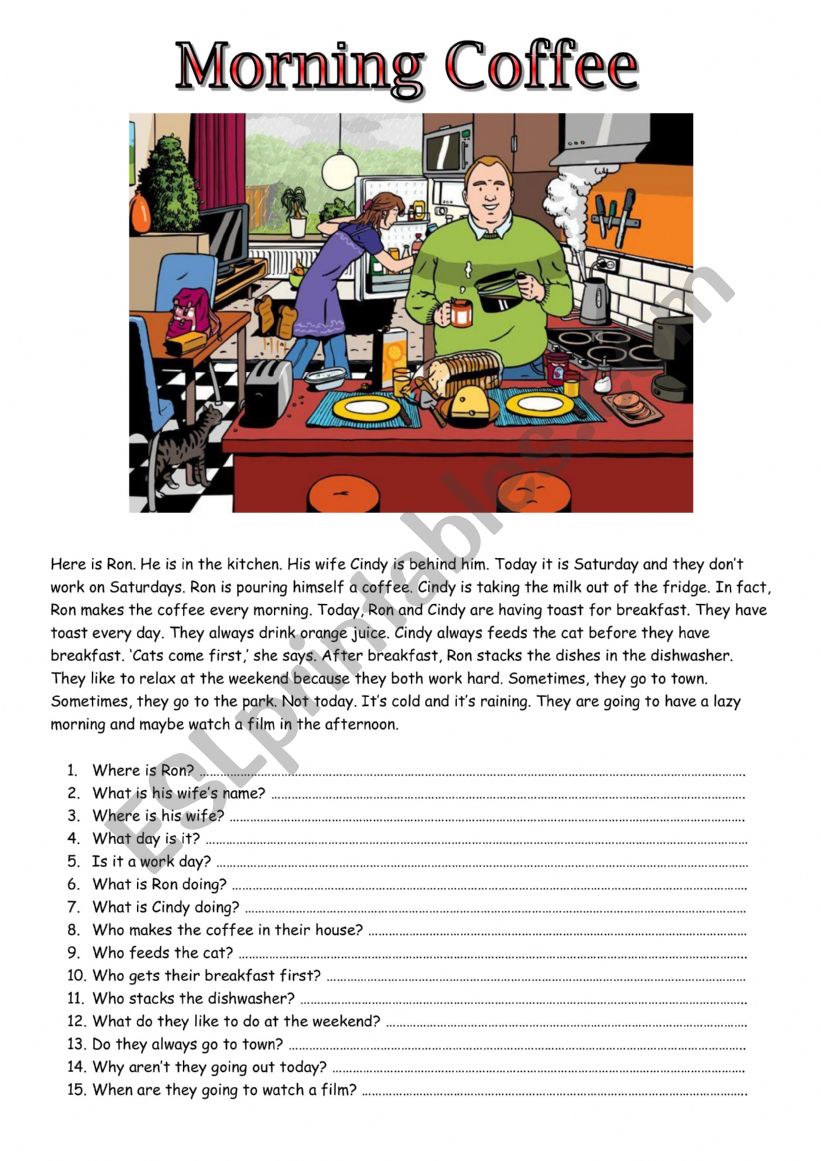 Morning Coffee worksheet