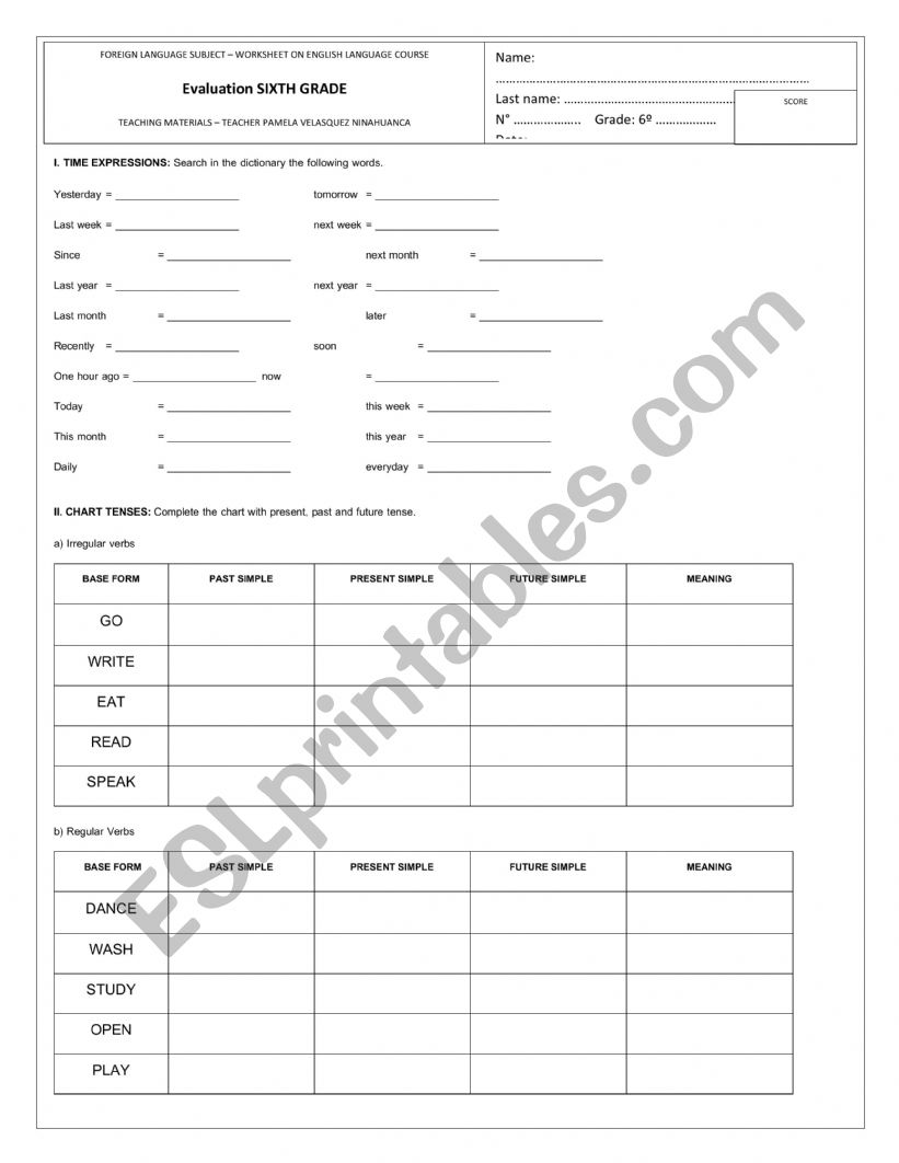 Review tenses and connectors worksheet