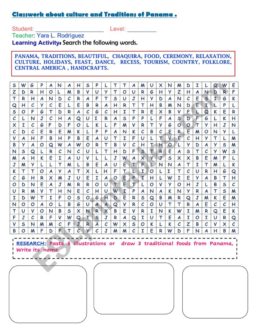 WORDSEARCH ABOUT PANAMA  worksheet