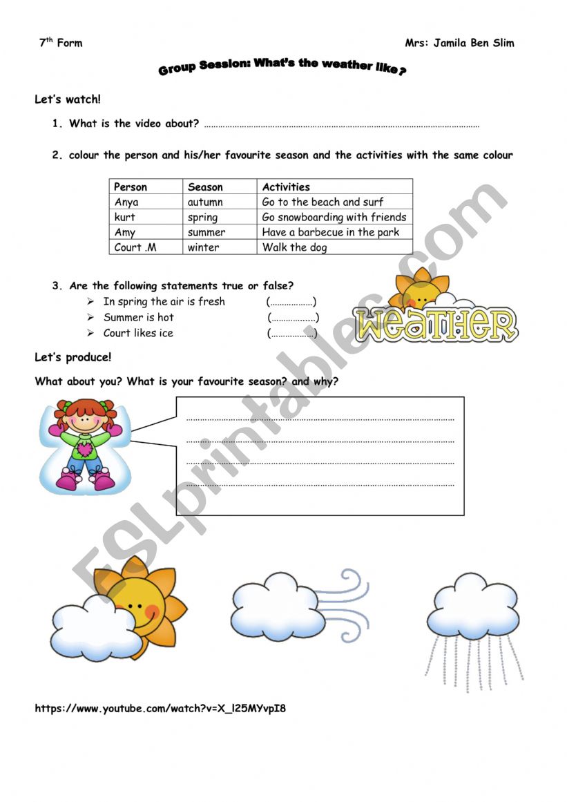 what�s the weather like? worksheet