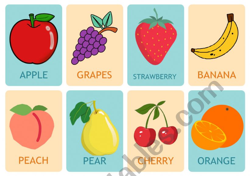 Fruits flashcards worksheet