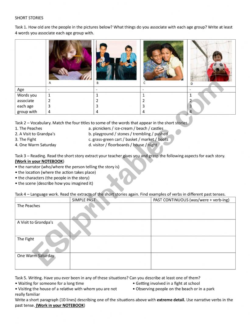 Short Stories Reading  worksheet