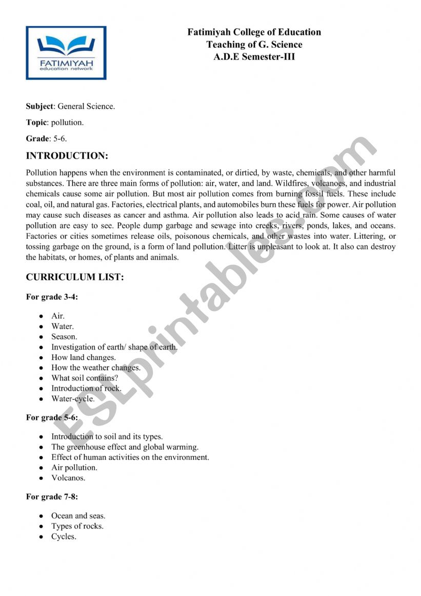 acid rain worksheet
